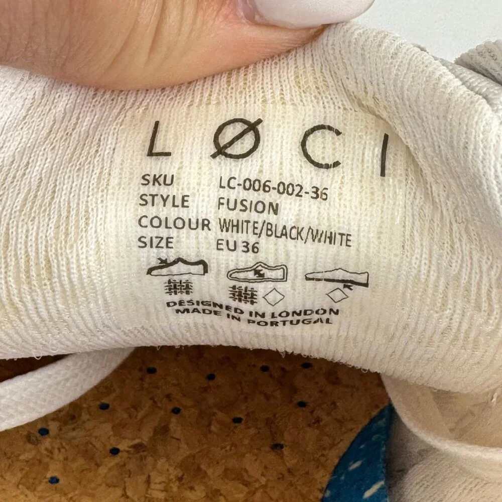 Loci NEW Fusion White Black Sneakers EU 36 / US Women's 6 Designer Vegan Lace Up
